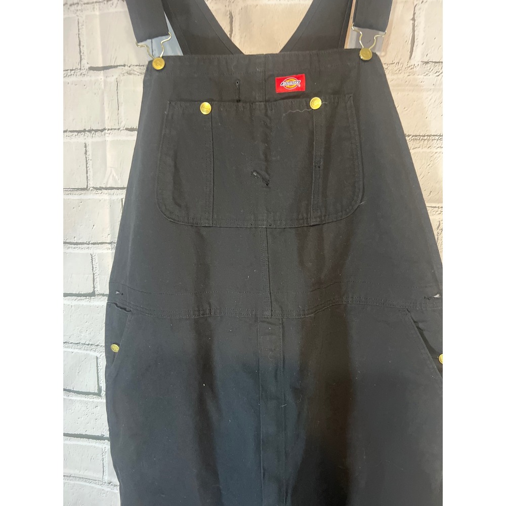 Dickies Mens Black Cotton Duck Bib Overalls Workwear 44x30 NWOT